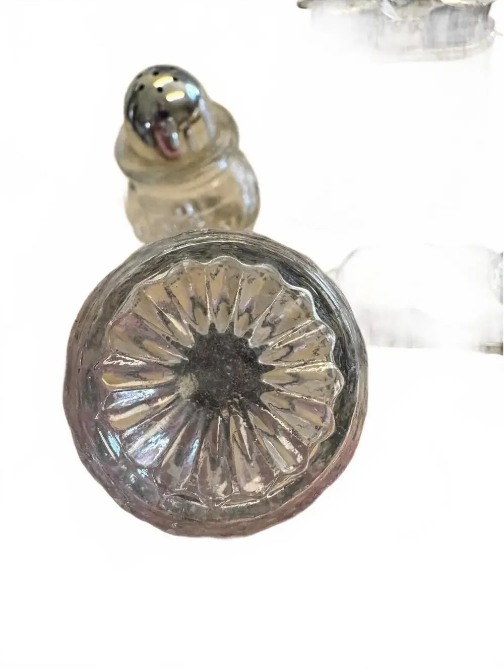 Vintage Glass Salt & Pepper Shakers Lot 3 Sets Metal Tops